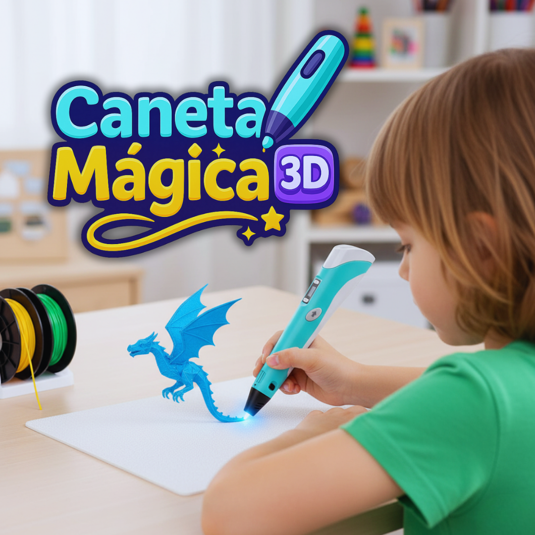 Caneta Mágica 3D + Guia Criativo (35 tutoriais de desenhos)
