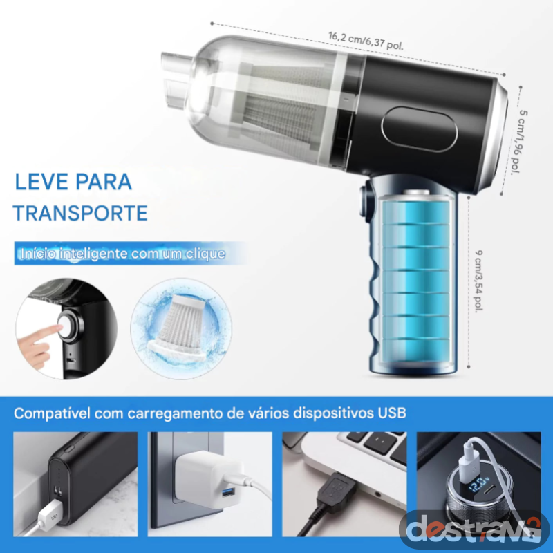Mini Aspirador de Pelos pet Portátil de Mão sem fio Pequeno